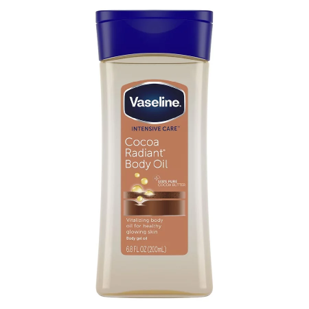 Vaseline Intensive Care Cocoa Radiant Body Oil 200ml , vaseline cocoa oil 200ml , Vaseline Cocoa Glow , วาสลีนโกโก้ , วาสลีน , ออยบำรุงผิว , บอดี้ออยล์โกโก้